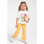 Escabel Mojo Kız Çocuk 1- 5 Yaş Hologram Desenli T-shirt 35452 Ekru