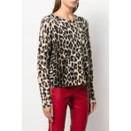 Escada Leopar Desenli Bisiklet Yaka Yün Triko Kazak - XL - Kahve