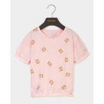Escada Logolu Lastik Kol Çocuk T-Shirt - Pudra - 16 Yaş