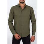 Escardin Slim Fit Koyu Haki Renk Erkek Gömlek - XL