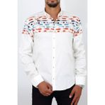 Escardin Slim Fit Üst Desenli Beyaz Renk Erkek Gömlek - 001-Beyaz