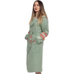 Eselba Açık Yeşil - Kırmızı Çizgili %100 Organik Pamuk Fitty Kırmızı Uniseks Bornoz/Sabahlık S/M - S - M