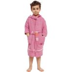 Eselba Pembe - Kırmızı Çizgili Organik Pamuk Çocuk Bornoz Kız/erkek 1-3 Yaş - 1 - 3 Yaş - Koyu Pembe