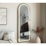 Esenhome DECOR Gold Çerçeveli Beyaz Ledli Oval Duvar Aynası 60X180CM - Altın