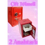 ESENLİWE Yerli Üretim Büyük Boy Kilitli Kasa Kumbara Anahtarklı Mini Metal Para Kasası Kırmızı Renk