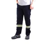 Eser - 16-12 Gabardin Komando Cepli İş Pantolonu Sarı Reflektörlü - Yazlık- Lacivert