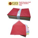 Eser Matbaa Renkli Davetiye Zarfı 5 Renk 13X18Cm 80Gr. 100 Adet