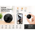 Eser Ticarett Full Hd Uzaktan Izleme Mini Kamera Wifi Gece Görüşlü Hareket Algılamalı Gizli Güvenlik Kamerası - Siyah