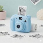 Eser Ticarett Sevimli Ayıcık Tasarımlı Anında Baskı Çocuk Dijital Fotoğraf Makinesi – Termal Baskılı Eğlenceli Kamera - Mavi