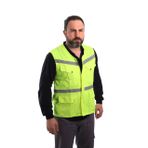 Eser - V Yaka Fosforlu Harman Kumaş Yelek - Sarı