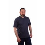 Eser - V Yaka Kısa Kol Penye İş Tişörtü - Cepli - Koyu Gri