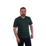 Eser - V Yaka Kısa Kol Penye İş Tişörtü - Cepli - Koyu Yeşil