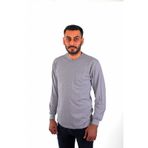 ESER - V Yaka Uzun Kol Penye İş Tişörtü - Cepli - Gri