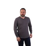 Eser - V Yaka Uzun Kol Penye İş Tişörtü - Cepli - Koyu Gri