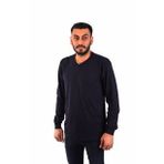 Eser - V Yaka Uzun Kol Penye İş Tişörtü - Cepli - Lacivert