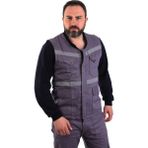 ESERIS Eser - V Yaka Gabardin Yelek - Iş Yeleği - Gri - 2XL