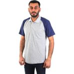 ESERIS Eserıs - Polo Yaka Kısa Kol Pike Tişört - Bayrak Kol - Gri , Mavi