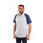Eserıs - Polo Yaka Kısa Kol Pike Tişört - Bayrak Kol - Gri , Mavi