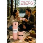 Esero Çok Amaçlı Toz Pembe Termos Seti 500 ml – 2 Bardak Hediyeli Kamp, Karavan ve Outdoor Termosu