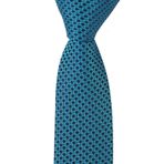 Esgue Dar Kesim Slim Lacivert - Turkuaz Desenli 6 cm. Hand Made Kravat
