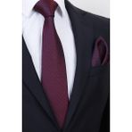 Esgue Hand Made 8 cm Bordo Desenli Mendilli Kravat - Standart