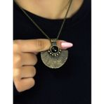 Esha Store Doğal Taş Oniks Doğal Taşlı Desenli Otantik Kadın Kolye 45 Cm Zincirli euk26o