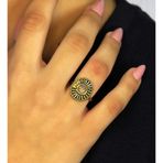 Esha Store Doğal Taş Pembe Kuvars Yuvarlak Doğal Taşlı Antik Model Kadın Ayarlanabillir Yüzük euy70pk