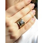 Esha Store Doğal Taş Rutil Kuvars Doğal Taşlı Ayarlanabilir Antik Kadın Yüzük euy68rtlk