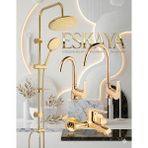 Eshome Kca Gold Altın Kare Robot Duş Seti, Banyo, Mutfak Eviye ve Lavabo Bataryası Musluğu 4'lü Set