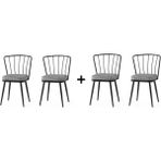 Eshome Mutfak- Cafe -Bahçe Sandalyesi 4 Lü Set - Siyah