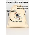 ESİLA KİDS Erkek Çocuk Kıyafet Kesesi Özel İsim Yazılı Kişiselleştirilebilir İp Kapamalı Su Geçirmez 30x40 cm