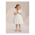 ESİLA KİDS Kız Çocuk Elbise Beyaz Fırfırlı Kolsuz Detaylı Yazlık Elbise Doğum Günü Ve Partywear 3-6 Yaş