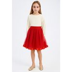 Esila Kids Kız Çocuk Etek Hayal Tül Etek Parti ve Özel Gün Giyim 4-14 Yaş - Kırmızı - 9 - 10 Yaş
