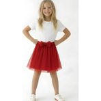 Esila Kids Kız Çocuk Etek Simli Tüllü 4-14 Yaş - Kırmızı - 13 - 14 Yaş