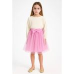 Esila Kids Kız Çocuk Etek Simli Tüllü 4-14 Yaş - Pembe - 5 - 6 Yaş