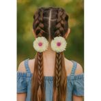 Esila Kids Kız Çocuk Toka Organze Tüllü Ponpon Detaylı Lastikli Saç Toka 2'Li Set