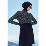 Esila Tatil Tema Desenli Jileli Tam Tesettür Mayo Üstü