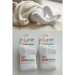 Esinti Fındık Bebe Yeni Doğan Pamuklu Bebek Külotlu Çorap 2 Çift Unisex Kız Bebek Külotlu Çorap - 0 - 6 Ay - Beyaz