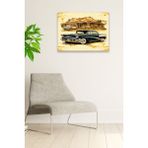 Eski Araba Vintage Nostaljik Tablo Modeli, Ev Dekorasyonu, Salon, Genç Odası Şık Ahşap Dekoratif Süs - 20 x 30