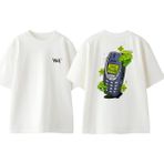 Eski Telefon Old Blood Tasarım Sırt Baskılı Pamuk Beyaz Oversize T-Shirt - XL