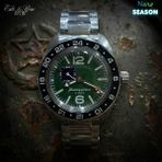 Eski Yeni Antik Vostok Komandirskie 03097A Premium Otomatik Gmt Erkek Kol Saati – Yeşil Kadran – 24 Saat Bezel – 32 Taşlı