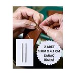 Eskişehir hobi sanat Küt Başlı Elde Mumlu Ip Dikiş Iğnesi, Saraç Iğnesi, Deri Dikiş Iğnesi 1mmx4.1cm 2 Numara 2 Adet