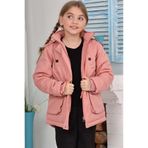 ESKİŞEHİR YUMURCAK Kız Çocuk Su Ve Rüzgar Geçirmez Astarlı Çıkarılabilir Kapüşonlu Mont Kaban Pembe 9-10 Yaş
