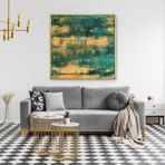 Eskitilmiş Yağlı Boya Dokulu Tablo 50X50 Siyah Çerçeveli