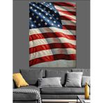 Eskitme Amerikan Bayrağı Posteri Dekoratif Kanvas - Mdf Ahşap Tablo