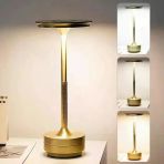 Eskitme Gold Kasa Dokunmatik Şarjlı Masa Lambası – 3 Renk Işık Modlu, Led Aydınlatmalı, Modern & Dekoratif Abajur