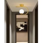 Eskitme Gold Kasalı Avize, Beyaz Camlı