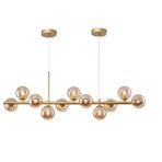 Eskitme Gold Kasalı Onbirli Avize, Bal Camlı