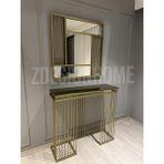 Eskitme Gold Metal Dresuar ve Ayna Takımı