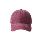 Eskitme Görünümlü Düz Renk Beyzbol Şapkası, Bordo, Vintage Stil